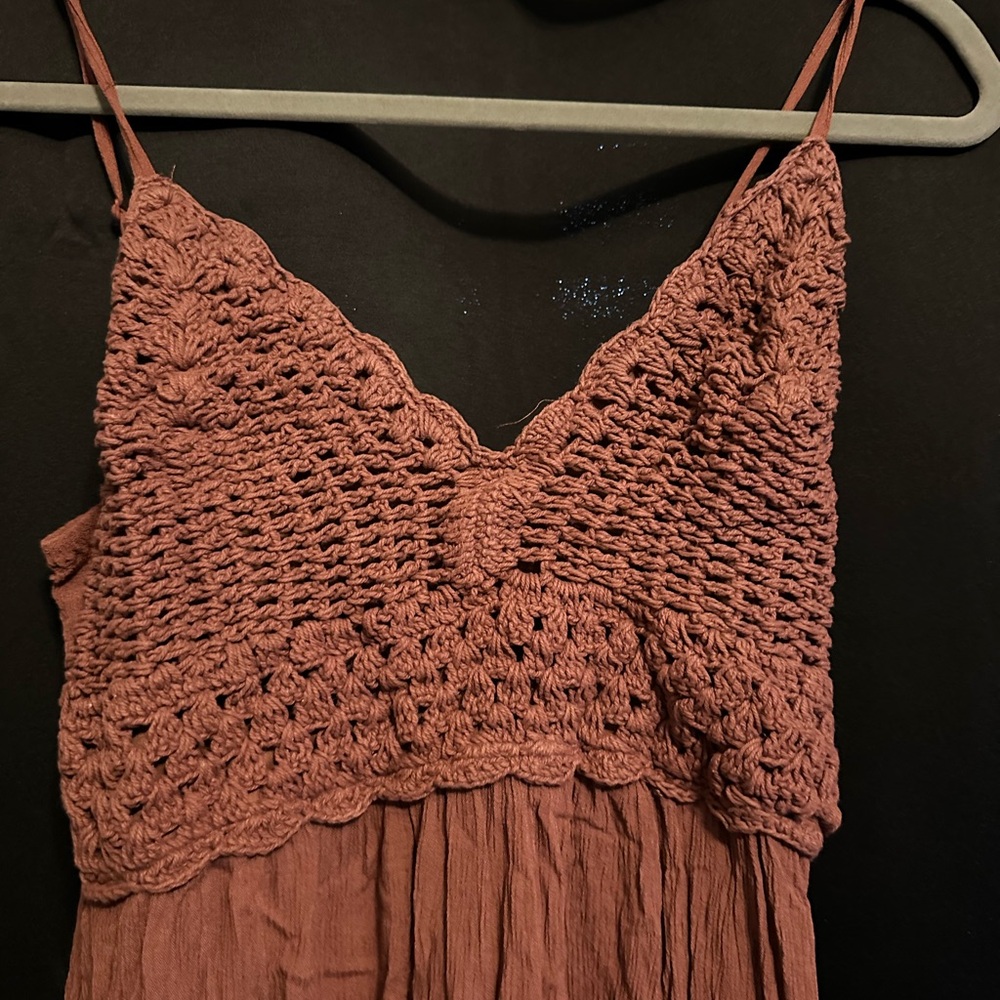 Refuge Rust Crochet Midi Dress